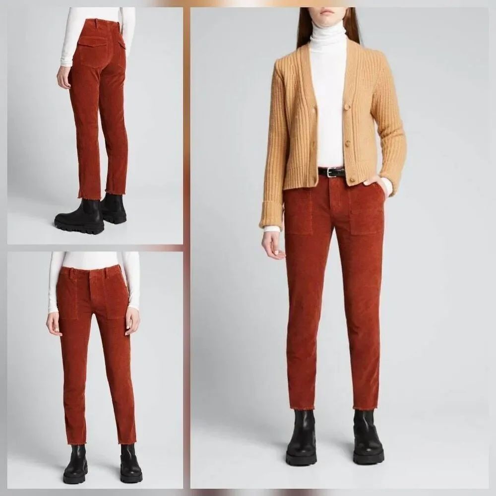 Nili Lotan Jenna Raw Hem Corduroy Pants in Henna Sz. 4